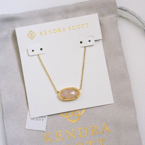 Kendra Scott Elisa Gold Pendant Necklace in Rose Quartz - Picture 3 of 4